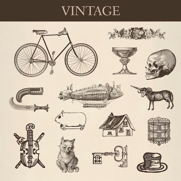 Conjunto de grabado de estilo victoriano vintage. Original de la Biblioteca Británica. Mejorado digitalmente por rawpixel.