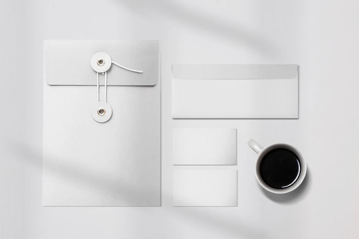 Foto gratuito conjunto de papelería de marca de identidad corporativa simple.