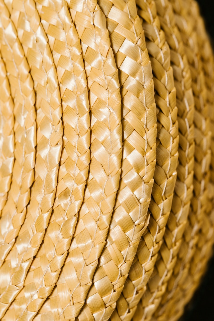 Foto gratuito conjunto de primer plano de sombreros de paja