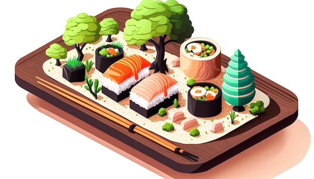 Foto gratuita conjunto de sushi y rollos ia generativa