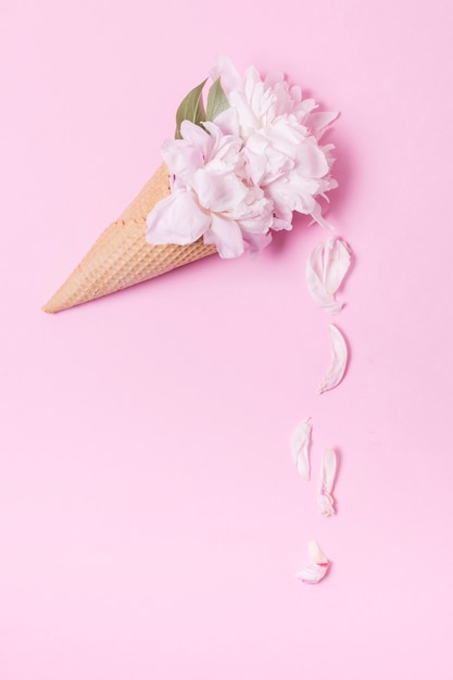 Foto gratuita cono de helado floral abstracto con pétalos