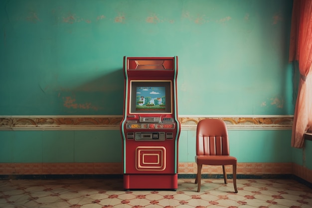 Foto gratuita consola de juegos de arcade retro en interiores