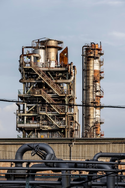 Contaminación e industria exterior a la luz del día.