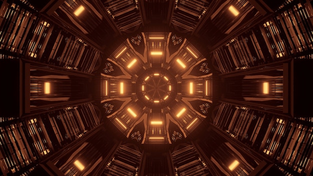 Foto gratuita cool amarillo 3d renderizado futurista ciencia ficción tecno luces - un fondo de pantalla genial