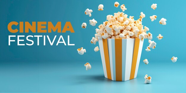 Copa de palomitas de maíz del festival de cine en 3D