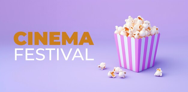 Copa de palomitas de maíz del festival de cine en 3D