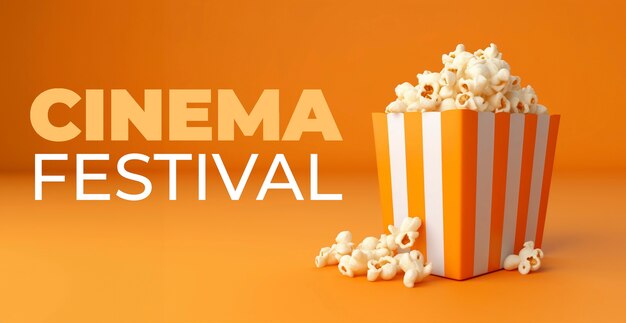 Copa de palomitas de maíz del festival de cine en 3D