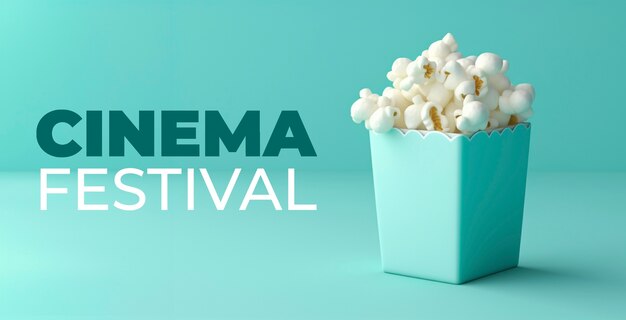 Copa de palomitas de maíz del festival de cine en 3D