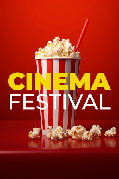 Foto gratuita copa de palomitas de maíz del festival de cine en 3d