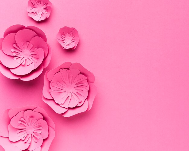 Copiar espacio adorno de papel floral en color pastel