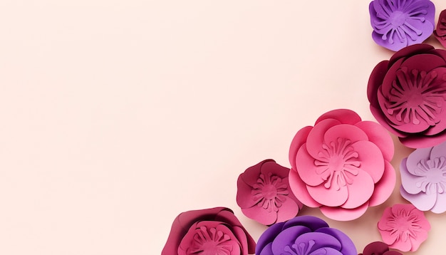 Foto gratuita copiar espacio adornos de papel floral