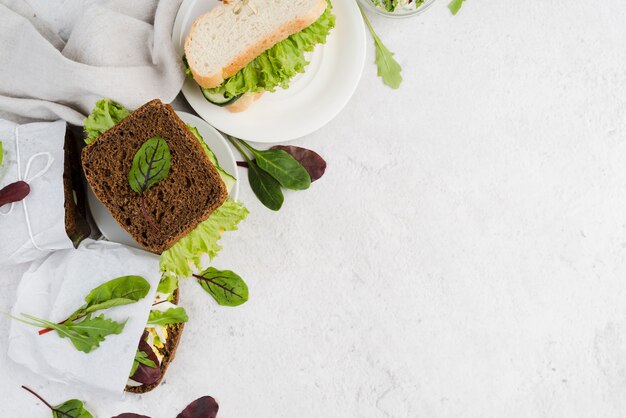 Copiar sándwiches en el plato