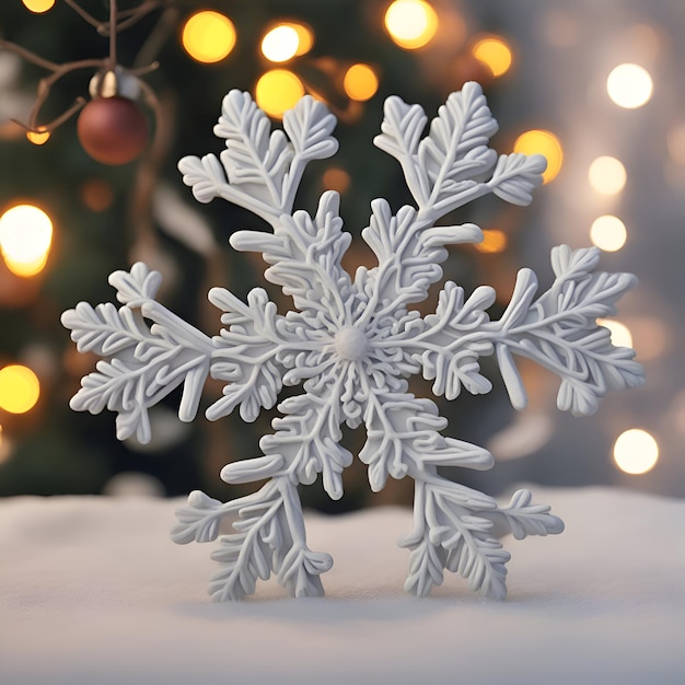 Foto gratuita copo de nieve en el fondo de un árbol de navidad con una guirnalda