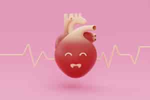 Foto gratuita corazón anatómico de dibujos animados con tasa