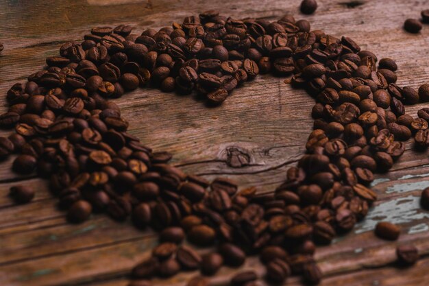 Corazón de granos de café