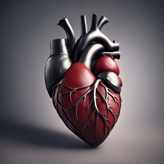 Foto gratuita corazón humano sobre un fondo gris 3d ilustración 3d