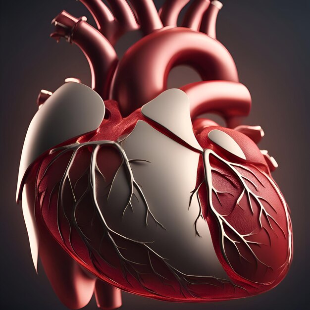 Corazón humano sobre un fondo oscuro representación 3d ilustración 3d