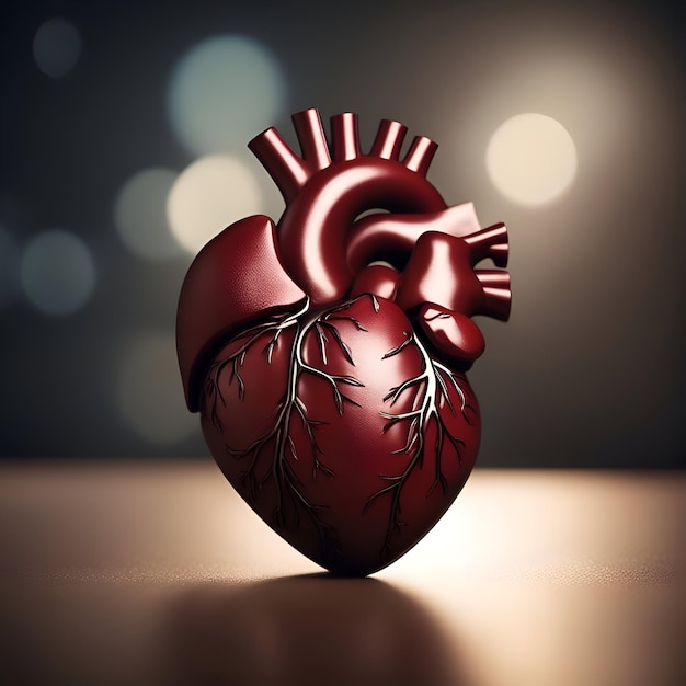 Foto gratuita corazón humano con venas en una ilustración 3d de fondo oscuro