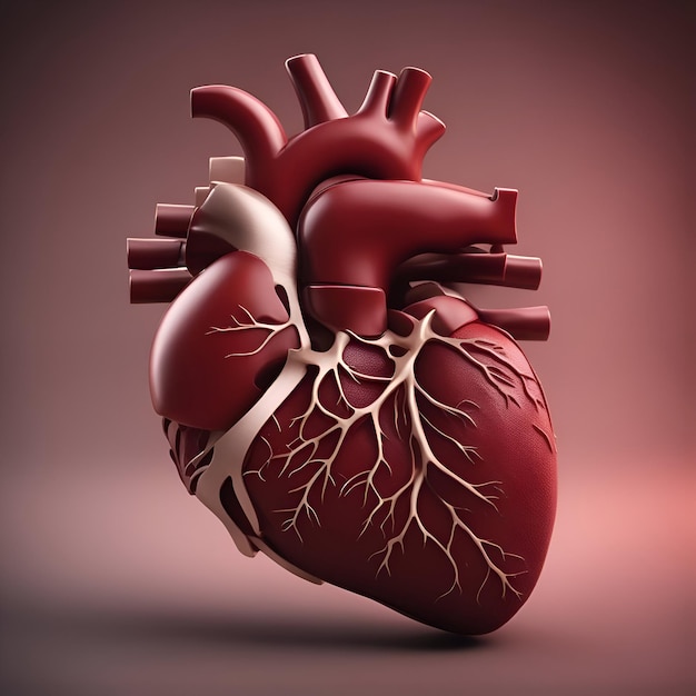 Foto gratuita corazón humano con venas sobre fondo oscuro ilustración 3d