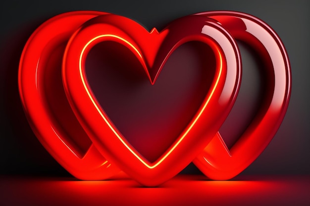 Foto gratuita un corazón rojo se ilumina con la palabra amor.