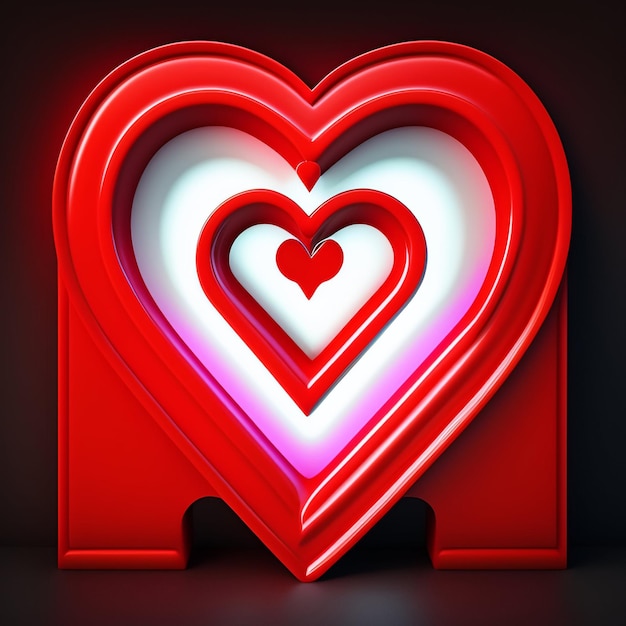 Foto gratuita un corazón rojo está iluminado con la palabra amor.