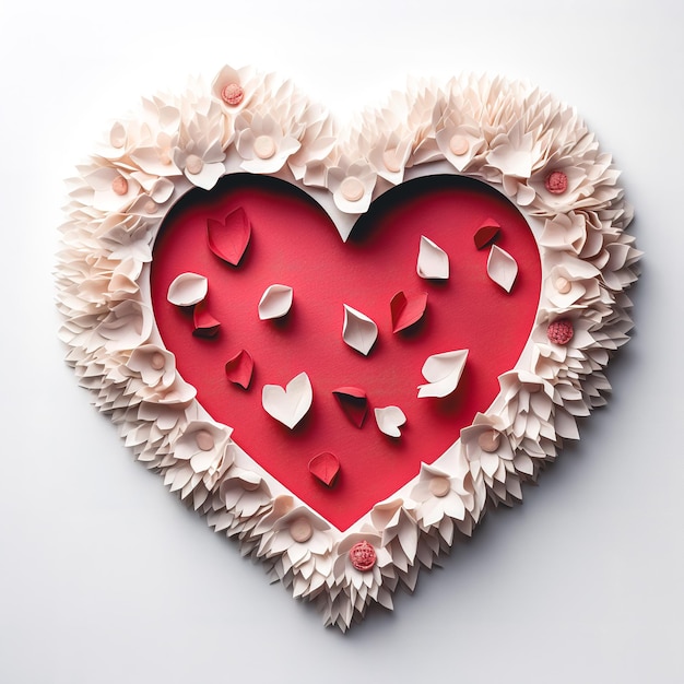 Corazón rojo sobre un fondo blanco vista superior diseño de tarjeta de felicitación del día de San Valentín