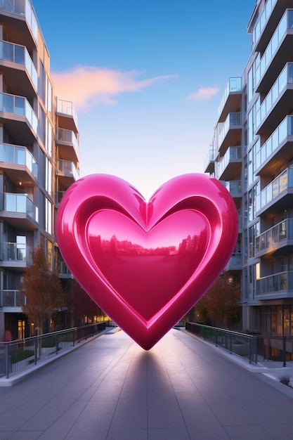 Foto gratuita corazón rosa en la ciudad