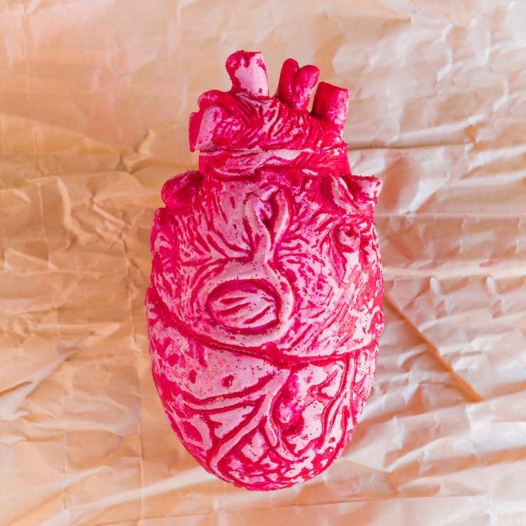 Foto gratuito corazon rosa de corazon humano sobre papel.