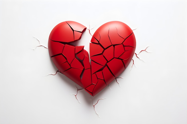 Foto gratuito corazón roto en el estudio