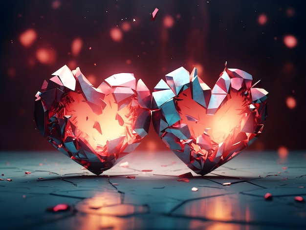 Foto gratuita corazones rotos con textura