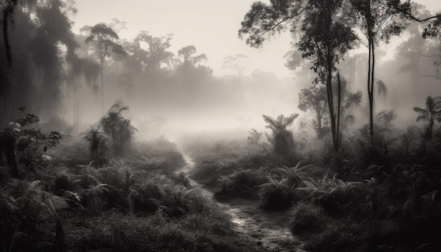 Foto gratuita cordillera misteriosa en un tranquilo paisaje monocromático generado por ia