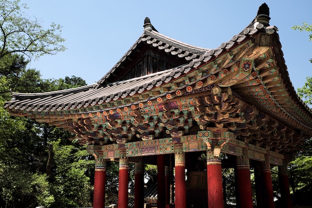 Corea bulguksa unesco budista templo campana pagoda techo