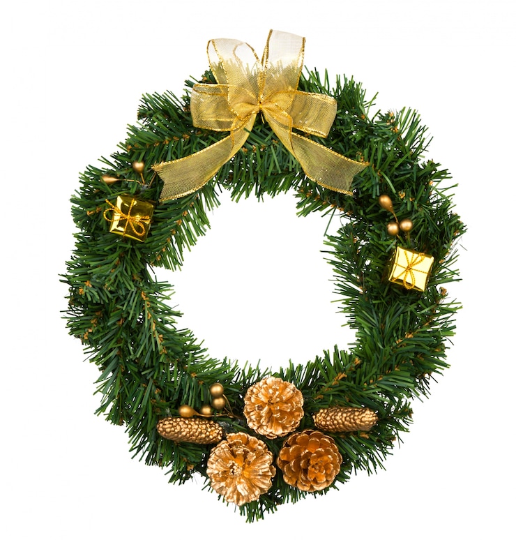 Foto gratuito corona de navidad aislada en blanco