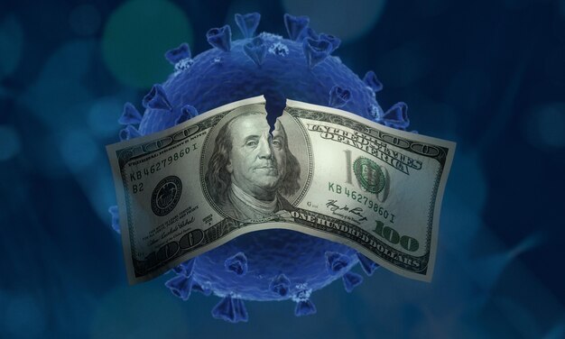 Coronavirus con concepto de dinero