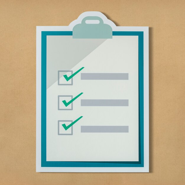 Cortar el icono de lista de verificación de papel
