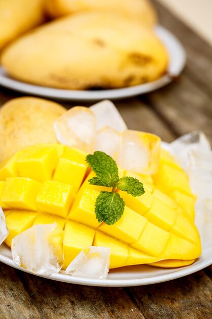 Cortar mango con hielo