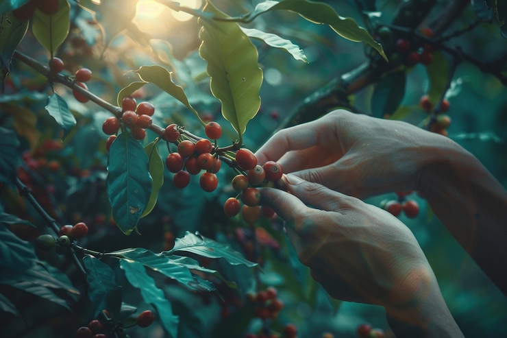 Foto gratuito cosecha de café adulto en la naturaleza