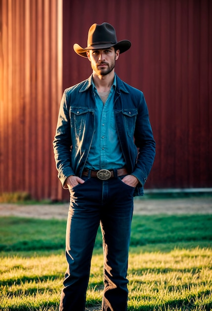 Foto gratuita cowboy con sombrero en un entorno fotorrealista