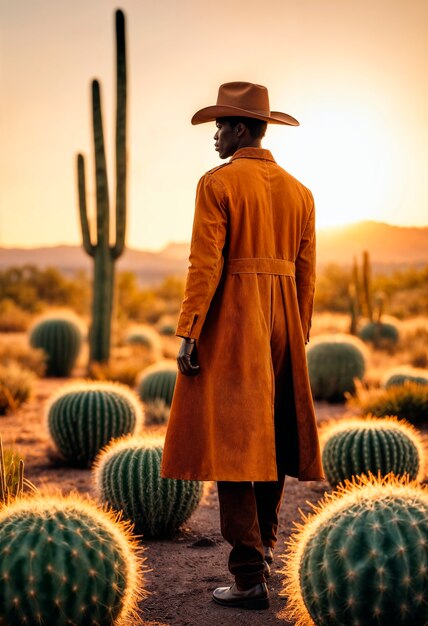 Cowboy con sombrero en un entorno fotorrealista