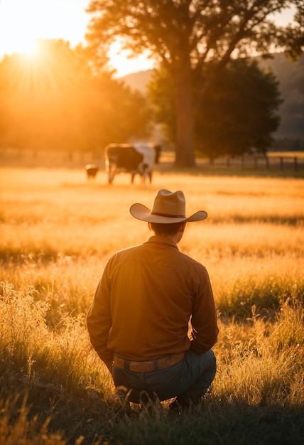 Foto gratuita cowboy with hat in photorealistic environment