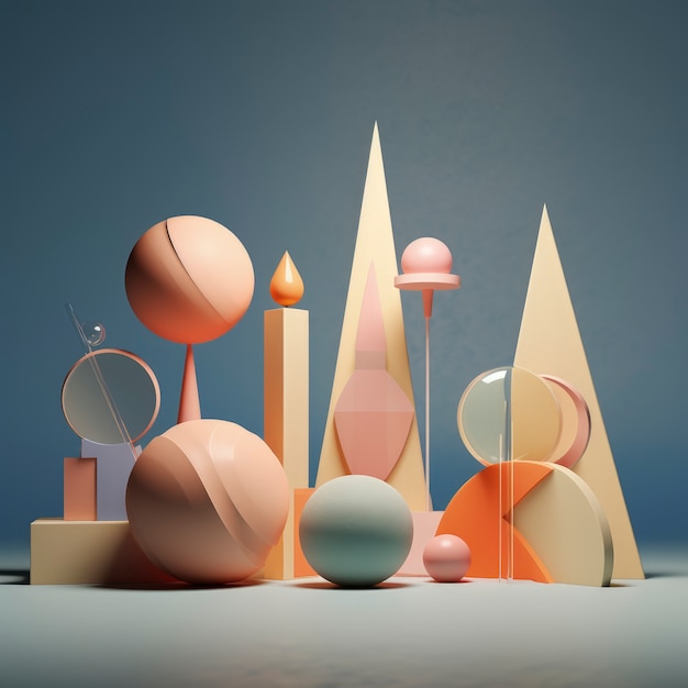 Creación abstracta en 3D hecha de formas geométricas.