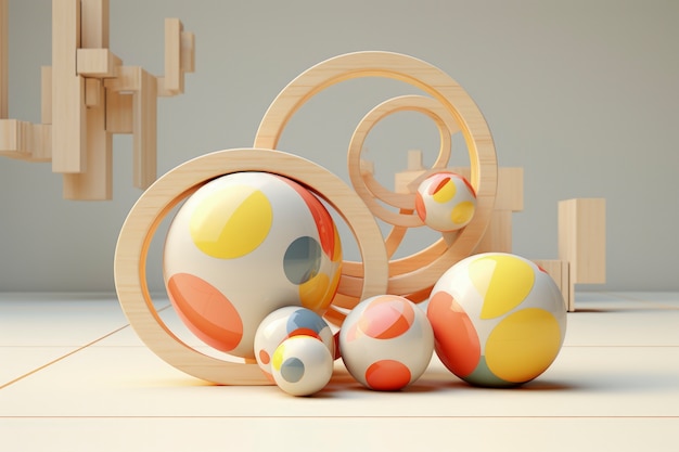 Creación artística hecha a partir de formas geométricas en 3D.