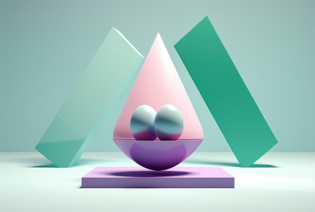 Creación artística hecha a partir de formas geométricas en 3D.