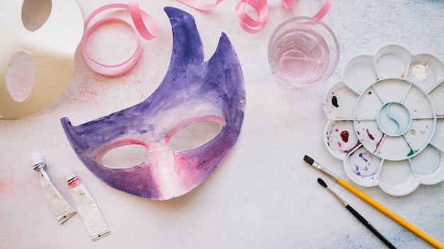 Creación de máscara de papel con pinturas.