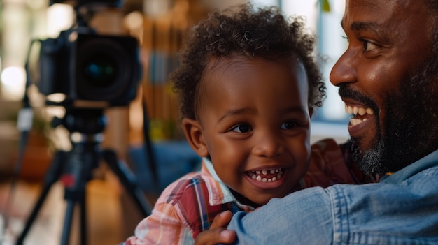 Foto gratuita creador de contenido para padres