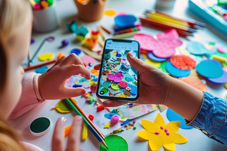 Foto gratuito creador de contenido para padres