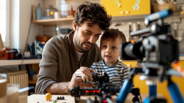 Foto gratuita creador de contenido para padres