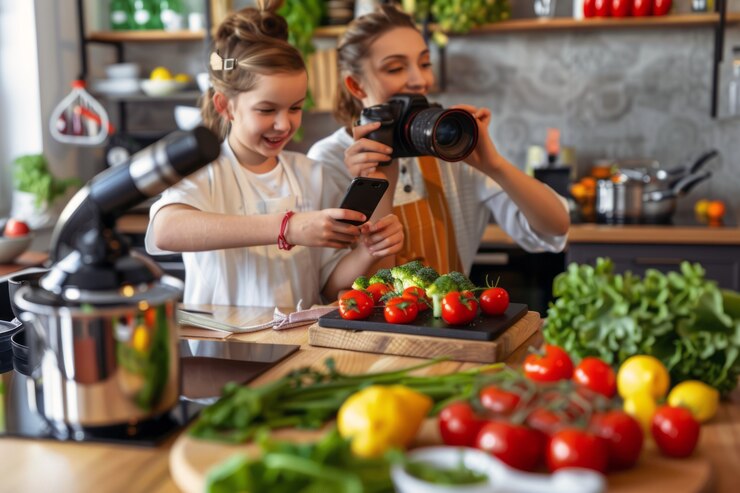 Foto gratuito creador de contenido para padres