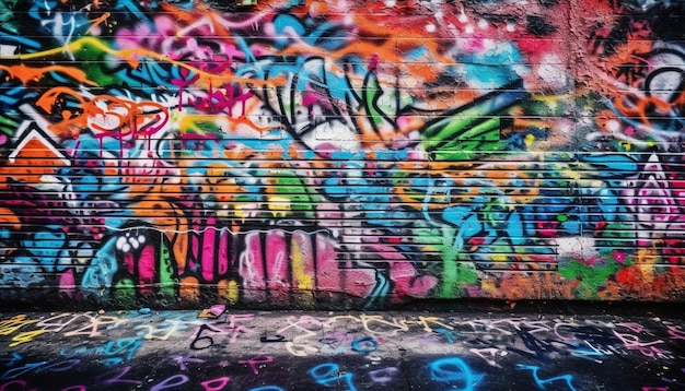 Creatividad de fondos abstractos de graffiti en el patrón de características de construcción de paredes generado por inteligencia artificial