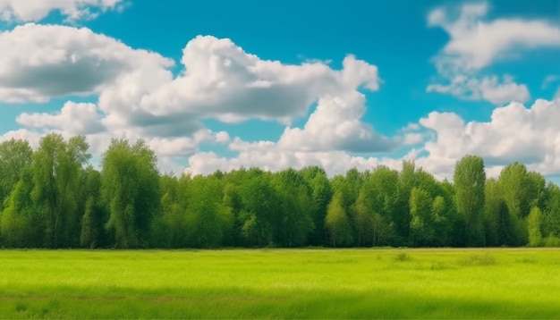 Crecimiento y frescura de prados agrícolas idílicos en una tranquila escena rural generada por IA